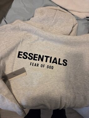 Fear of God ESSENTIALS Men's Light Oatmeal Color Hoodie